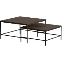 Vicco Set de tables basses Ramio Chêne rustique/noir 80x80cm 2 pièces, Model 56194