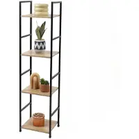 Urban Living Étagère industrielle à 4 étagères "Colorado" - Noir/Marron clair - L 29 x l 23,5 x H 112 cm