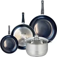 Elo Ensemble de 3 Poêles de cuisson 20, 28 et 32 cm et 1 faitout 24 cm Prima Brillant