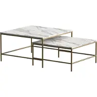 Vicco Set de tables basses Ramio Blanc/Or 80x80cm 2 pièces, Model 56193
