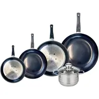 Elo Ensemble de 4 Poêles de cuisson 20, 24, 28 et 32 cm et 1 faitout 16 cm Prima Brillant