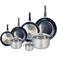 Elo Ensemble de 4 Poêles de cuisson 20, 24, 28 et 32 cm et 3 faitouts 12, 16 et 24 cm Prima Brillant