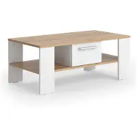 Vicco Table basse Wilmut Chêne doré/blanc 89.8x46.4cm avec tiroir, Model 55608