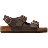 Birkenstock pour homme. 34703 Sandales Milano Birko-Flor (Coupe Étroite) marron (43), Cuir, Plat, Boucle, Casuel