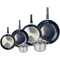 Elo Ensemble de 4 Poêles de cuisson 20, 24, 28 et 32 cm et 2 faitouts 12 et 16 cm Prima Brillant