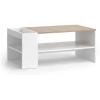 Vicco Table basse Wido Blanc/Sonoma 100x55cm avec des étagères, Model 56264