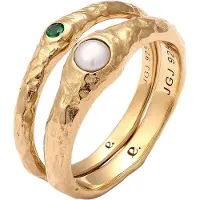 Elli PREMIUM Bague or / émeraude / blanc perle