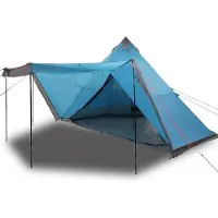 vidaXL Tipi tente familiale 8 personnes bleu imperméable