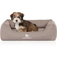 Knuffelwuff Lit pour chien Leon Velour M - L, 85 x 63 cm, beige/gris (Chien)