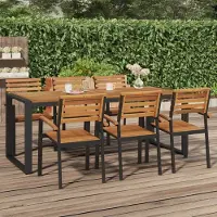 The Living Store Table de jardin avec piétement en U 200x90x75 cm Acacia massif