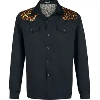 Banned Alternative Chemise manches longues Rockabilly de - Épaules Léopard - S - XXL - pour Homme - noir-léopard - Taille S