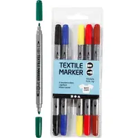 Creativ Light Dubbelzijdige Textielstiften - Basiskleuren, 6st.