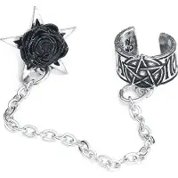Alchemy Gothic Clip d'oreille Gothic de - Rosa Nocta Earcuff - pour Femme - couleur argent - Taille Standard