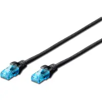 Digitus Câble patch Cat5e U/UTP 2xRJ45 0,50m CCA schw Hebels. Sachet poly