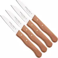 Knivesandtools Traditional Paring Knife, acier carbone, bois de hetre, set de quatre éplucheurs