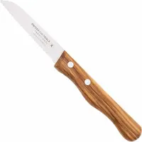 Knivesandtools Traditional Serrated Paring Knife, acier inoxydable, bois d'olivier, couteau universel dentelé