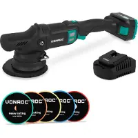 Vonroc PRO Dual Polisseuse Action 20 V – Ø 150 mm | Avec batterie 4,0 Ah, chargeur rapide et 5 disques de polissage