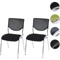 Generique 2 x chaise visiteur T401 empilable tissu siège noir pieds chromés
