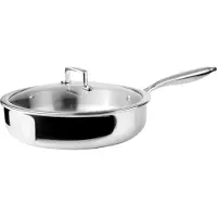 Ibili Poêle à frire Triply Natural avec couvercle, acier inoxydable/aluminium, 24 cm, argent