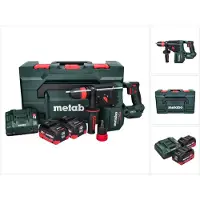 Metabo KH 18 LTX BL 28 Q : perceuse-visseuse à percussion sans fil 18 V, 3 J, SDS plus, moteur Brushless, incluant 2 batteries 10,0 Ah, un chargeur et une boîte de rangement MetaBox