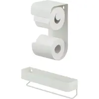 Sealskin Brix - Double toilet roll holder including wall rack with towel rack - 35 cm - White