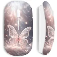 MANIACASE Souris sans fil - - Beautiful butterfly - Blanc - Design - Ergonomie