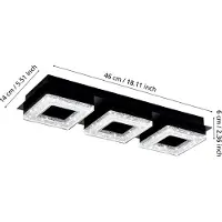 Eglo 99325 FRADELO 1 LED 3-fois plafonnier applique 3x3,5W 460x140mm noir clair blanc chaud