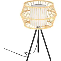 Eglo Monterroso, noir, naturel/naturel, blanc, tissu, acier, bois, IP20, II, E27, 1 ampoule(s)