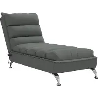 vidaXL Chaise longue de massage avec coussin Tissu gris foncé