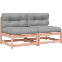 vidaXL Canapés de jardin sans accoudoirs avec coussins 2 pcs