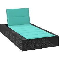 vidaXL Chaise longue avec support flottant noir Poly rotin