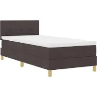 vidaXL Lit boxspring à LED avec tête de lit, marron foncé, 90 x 190 cm, tissu