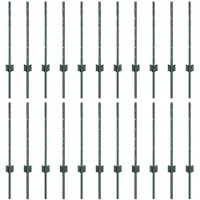 vidaXL Poteaux de clôture 22 pcs Vert 100 cm Acier