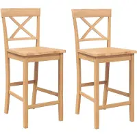 vidaXL Tabouret de bar 2 pcs. bois massif naturel arbre à caoutchouc