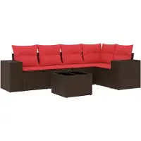vidaXL Ensemble de 6 canapés de jardin avec coussins, marron, polyrattan