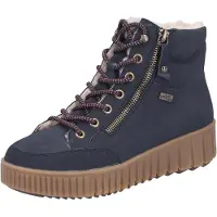 Rieker Damen TEX Plateau Stiefelette gefüttert Blau