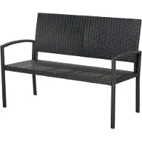 Outsunny 2-Seater Garden Bench Synthetic Rattan Grey 122x60x87 cm Steel Frame - Comfortable Lounge Chair for Terrace and Garden