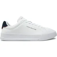Tommy Hilfiger Baskets basses 'Logo Court With' bleu foncé / blanc