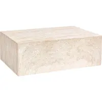 Beliani Table basse effet travertin beige, MDF plaqué, finition aspect pierre, forme rectangulaire, style moderne, salon