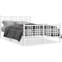 DKD Home Decor Cadre de lit avec tête et pied de lit en métal blanc 120x190 cm