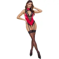 Cottelli - body en dentelle à tour de cou - rouge - M