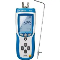 Peaktech P 5145 - Manomètre différentiel 0-50 mBar avec vitesse d'air, tube de Pitot, enregistreur de données USB & fonction mémoire - Idéal pour HVAC, ventilation