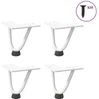 vidaXL Pieds en épingle à cheveux pour table basse 4 pcs. Blanc 10 cm en acier massif