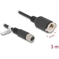 DeLOCK - Câble de réseau - M12 8 broches (F) à RJ-45 (F) à visser - 3,0m - 6,8 mm - S/FTP - CAT 6a - codé X - noir (80462)