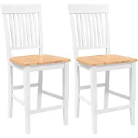 vidaXL Tabouret de bar 2 pcs. Blanc Bois massif Hévéa