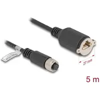 DeLOCK - Câble de réseau - M12-A (F) 8 broches à RJ-45 (F) à visser - 5,0m - 6,8 mm - FTP - CAT 5e - IP67 - torsadé, formé - noir (80440)