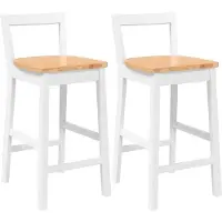 vidaXL Tabouret de bar 2 pcs. Blanc Bois massif Hévéa