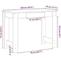 vidaXL Bureau chêne sonoma 100x45x75 cm bois d'ingénierie
