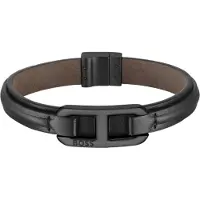BOSS Bracelet en cuir superposé avec lien métallique noir logoté