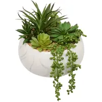 Atmosphera Sztuczne sukulenty w ceramicznej doniczce z marmurowym wzorem, wys. 18 cm (18 cm)